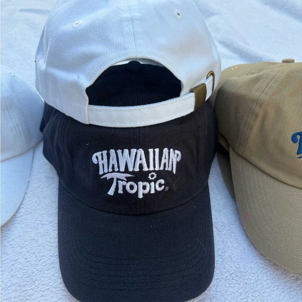 Hawaiian Tropic Blue hat with embroidered logo